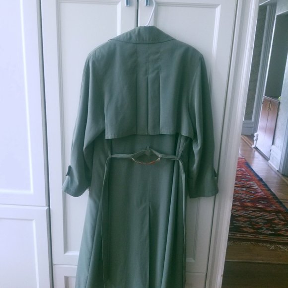 Green Gingham Trench Coat - Picture 5 of 11